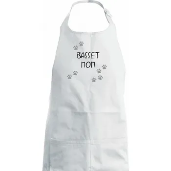 Kuchyňská zástěra Basset mom (Reflexní tlapky) - Dámská zástěra na vaření - Univerzální velikost ( Bílá )
