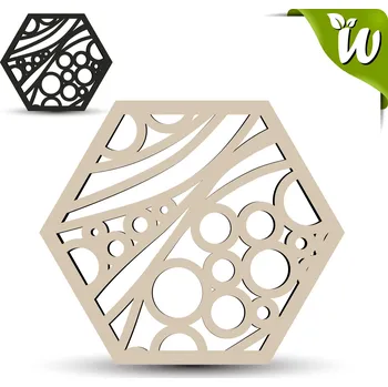 Podtácek Dřevěný podtácek - HEXAGON 6 Barva: černá