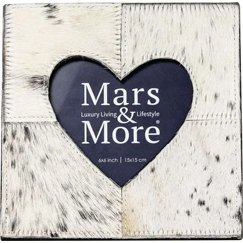 Rám na obraz Černo-bílý kožený fotorámeček se srdcem Cowie - 20*1,5*20cm