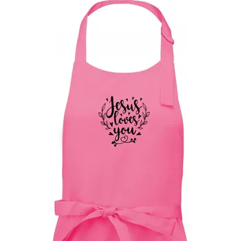 Kuchyňská zástěra Jesus loves you - Dámská zástěra na vaření - Univerzální velikost ( Růžová )