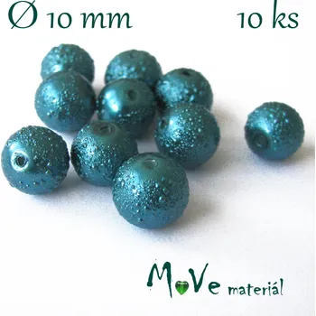 Dětské navlékací korálky Voskové perle "Zigana" 10mm, 10ks, tm. tyrkysová