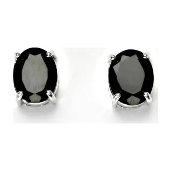 Náušnice Stříbrné náušnice, přírodní černý spinel (pleonast), náušnice ze stříbra, NŠ 1244