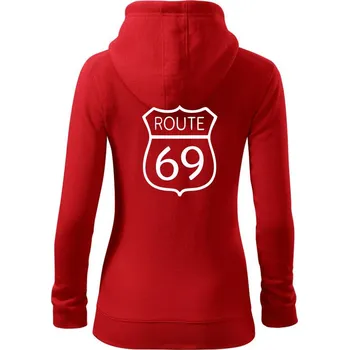 Dámská mikina Route 69 - Dámská mikina trendy zipper s kapucí - S ( Červená )