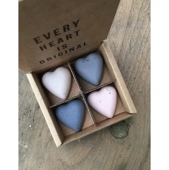 Pěnová tabule Magnetická betonová srdíčka - starorůžová varianta (4ks v krabičce)