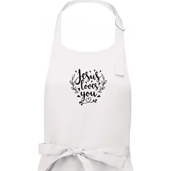Kuchyňská zástěra Jesus loves you - Dámská zástěra na vaření - Univerzální velikost ( Bílá )