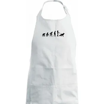 Kuchyňská zástěra Evoluce pes Německý ovčák (muž-žena) - Dámská zástěra na vaření - Univerzální velikost ( Bílá )