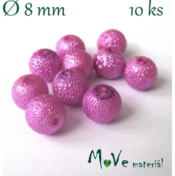 Dětské navlékací korálky Voskové perle "Zigana" 8mm, 10ks, fuchsiové