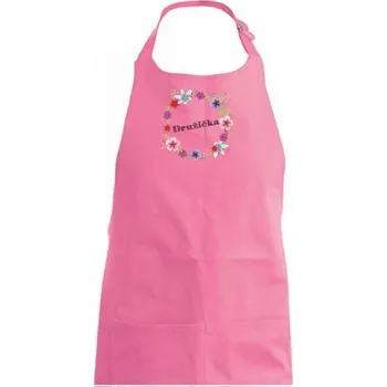 Kuchyňská zástěra Družička s květy - Dámská zástěra na vaření - Univerzální velikost ( Růžová )