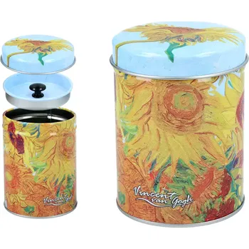 Dóza na potraviny Carmani® Carmani - Plechová dóza na kávu a sypaný čaj V. van Gogh,Slunečnice - 6,5*9 cm