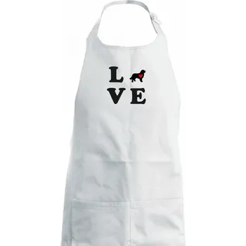 Kuchyňská zástěra Bernský salašnický pes love - Dámská zástěra na vaření - Univerzální velikost ( Bílá )