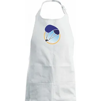 Kuchyňská zástěra Paragliding modrý padák v kolečku - Dámská zástěra na vaření - Univerzální velikost ( Bílá )