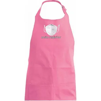 Kuchyňská zástěra Nosím respirátor - Dámská zástěra na vaření - Univerzální velikost ( Růžová )