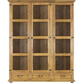 Knihovna Masivní vitrína CORDOBA Slim VIT108/1 v celku Barevné provedení: Hnědý vosk K15