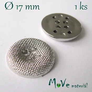 Knoflík Knoflík ozdobný čtyřdírkový 17mm/1ks, stříbrný