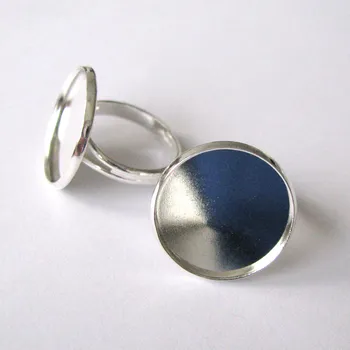 Prsten Prstýnek polotovar s lůžkem 17mm, stříbrný/1ks