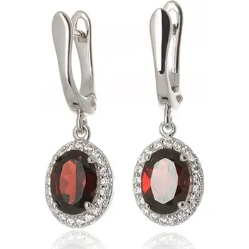 Šperk Stříbrné naušnice s granátem GRAAGUC1938 + dárek zdarma