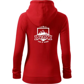 Dámská mikina King of Winter - Dámská mikina trendy zipper s kapucí - S ( Červená )
