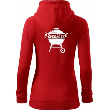 Dámská mikina Špekáček - Dámská mikina trendy zipper s kapucí - XS ( Červená )