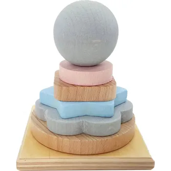 Dřevěná hračka Hess Nasazovací věž Nature modrá