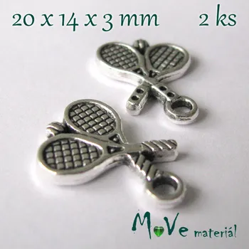 Přívěsek Přívěsek TENIS 20x14x3mm, 2ks, starostříbro