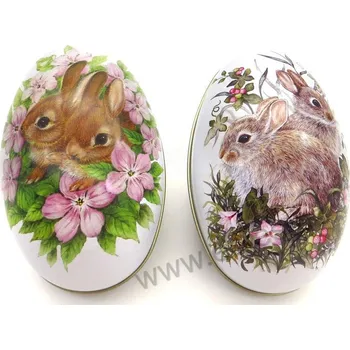 Dóza na potraviny KARLI & HOPSI plechová dóza vejce 2886 dva zajíčci mezi květinami | 2-MIX