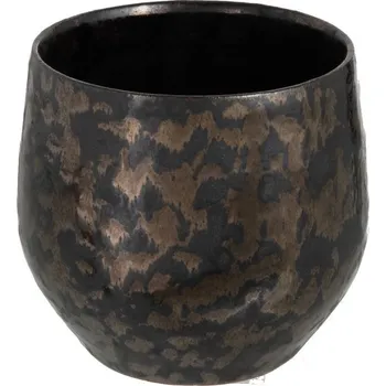Květináč Kouřovo-stříbrný antik keramický květináč Smokey - Ø 14*12cm