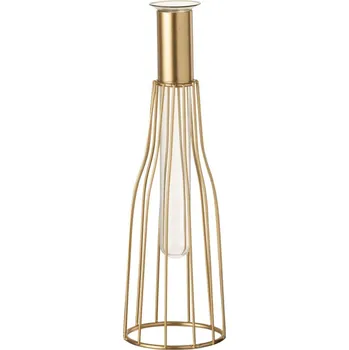 Váza Skleněná váza zkumavka ve zlatém stojánku Tube - Ø8*26 cm