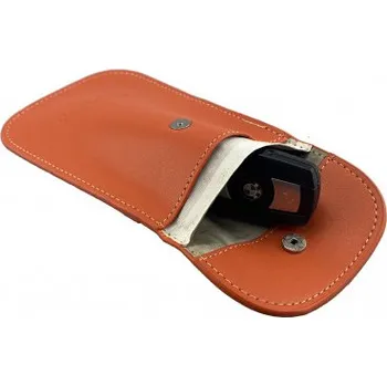 Daklos Kožené pouzdro blokující signál na klíče od auta, telefon a karty, klíčenka Hnědé