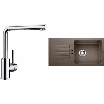 Granitový dřez Set Blanco 11-C 25 (dřez Favum XL 6 S Kávová + baterie Mila Chrom)