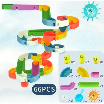 Hračka do vany, Tobogánová dráha s kuličkou, překlápěcí fazolkou a kačenkou, 6 variant Varianta: 66 kusů