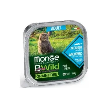 Krmivo pro kočku MONGE BWILD CAT Grain Free vanička ADULT Ančovičky 100g/32bal