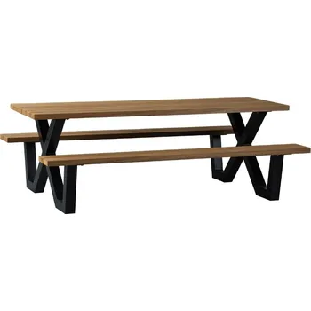 Zahradní sestava WOOOD Dřevěný zahradní stůl s lavicemi Tabelo 206 x 145 cm