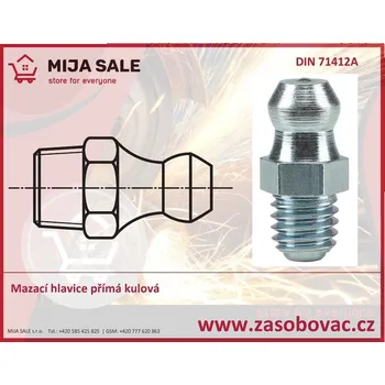 M12x1 H 1- ocel - zinek - Maznice kulová přímá (180°) s metrickým závitem