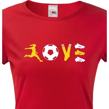 Dámské tričko Dámské tričko - fotbal LOVE, Barva Červená, Velikost 2XL, Canvas Dámské tričko s krátkým rukávem Bezvatriko.cz 1572