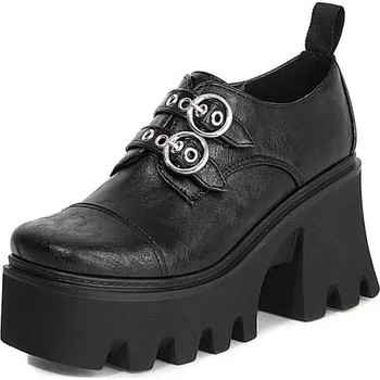 Dámské polobotky Dámské masivní polobotky s ozdobnými řemínky GoodDayGirl Barva: Černá, Velikost: 38