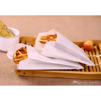 Jednorázové nádobí Papírové sáčky nepromastitelné bílé 10,5+5,5x24 cm