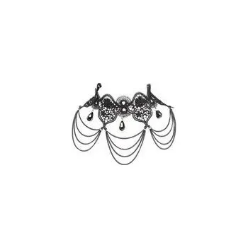 Náhrdelník Gotický náhrdelník s krajkou, řetízky a korálky