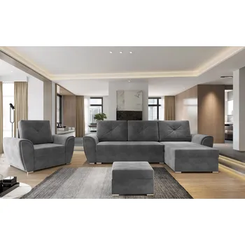 Sedací souprava Sedací souprava WILD světle šedá (sedačka+křeslo+taburet)