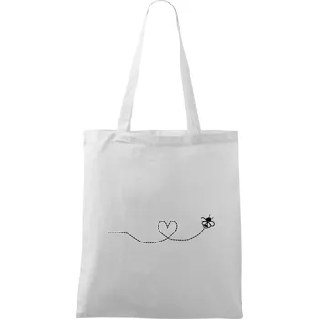 Dráha letu včely - srdce - Taška bavlněná - 42 x 38 cm ( Bílá )