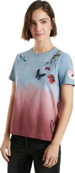 Dámské tričko Desigual Tojo Borgona modré/růžové XL