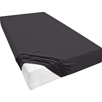 Prostěradlo Biberna Žerzejové napínací prostěradlo (antracitová, 180–200 x 200–220 cm)