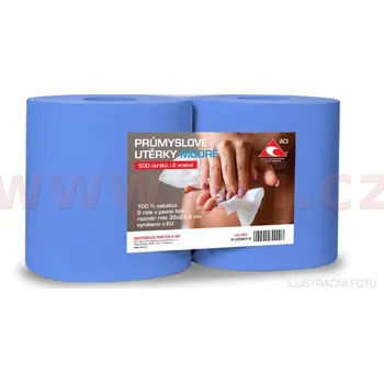Utěrka Průmyslové dvouvrstvé utěrky (dvě role) 500 útržků - modré (sada 2 ks)