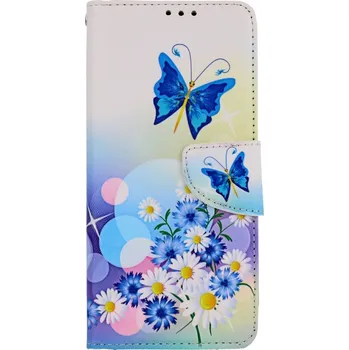 Pouzdro na mobilní telefon Pouzdro Vivo Y11s knížkové Bílé s motýlkem (kryt neboli obal na Vivo Y11s)
