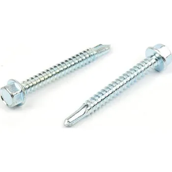 Spojovací materiál Samovrtný šroub do plechu 5,5x50 mm DIN 7504 K šestihranná hlava, zinek bílý (Samovrtný šroub do plechu se šestihrannou hlavou - TEX)