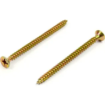 Vrut Univerzální vrut do dřeva 4,5x70 plný závit zinek žlutý (Vrut do dřeva, křížová drážka PZ, zápustná hlava)