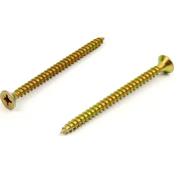 Vrut Univerzální vrut do dřeva 5x100 plný závit zinek žlutý (Vrut do dřeva, křížová drážka PZ, zápustná hlava)