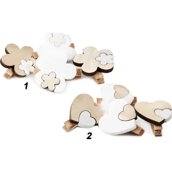 Zahradní dekorace Kolíček kytka/srdce 4ks/4,5cm natural (781281)