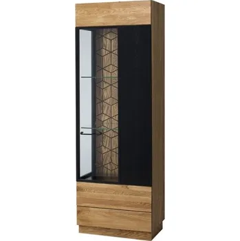 Knihovna Vitrína 1D pravá dub medový/černá mat MOSAIC 11