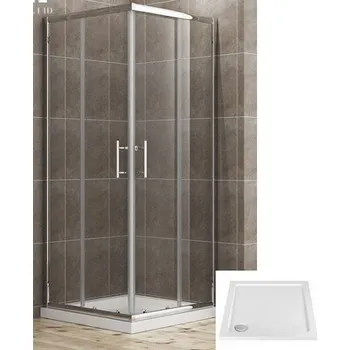 ROSS Čtvercový sprchový kout BOSS 80x80x185 cm s vaničkou z litého mramoru čiré bezpečnostní sklo 6 mm úpravou proti vodnímu kameni