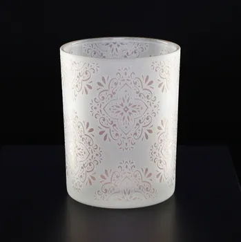 Svícen Svícen sklo pr.12 v.18cm bílá/růžová